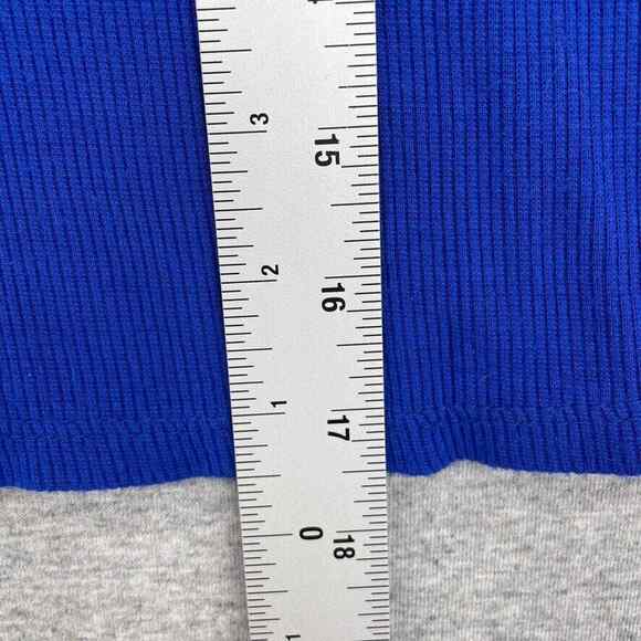 Bongo Shirt Womens Extra Large Blue Cropped Short Sleeve Top 80s Hip Hop Stretch - Picture 9 of 9